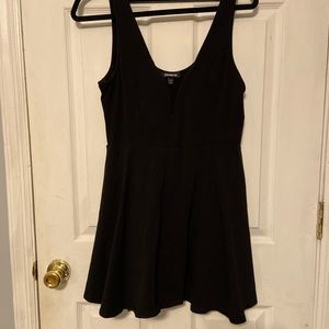 Black fit and flare vneck dress